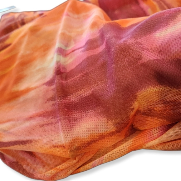 Karen Kane 3/4 Sleene Round Neck Mesh Knit Top in Coral Reef 2X Plus Size W-682 - Picture 8 of 13